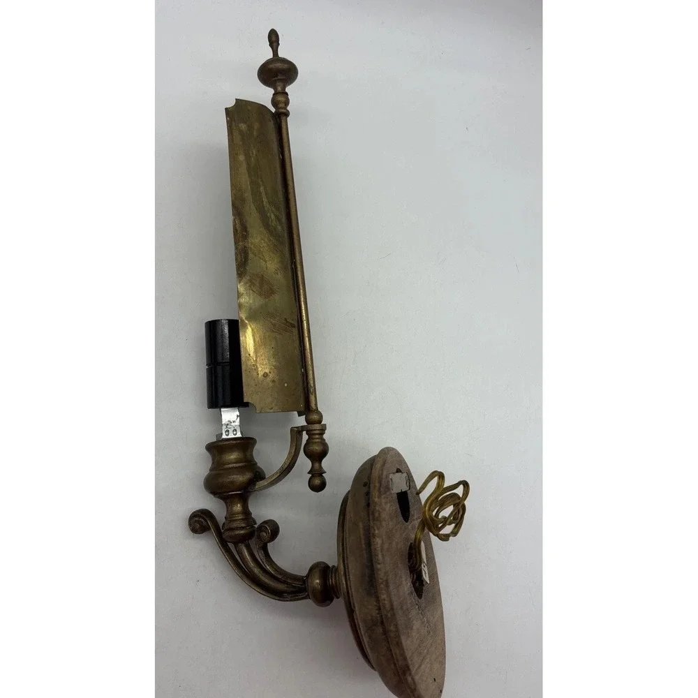 vintage brass wall sconce with a backplate italy Electric